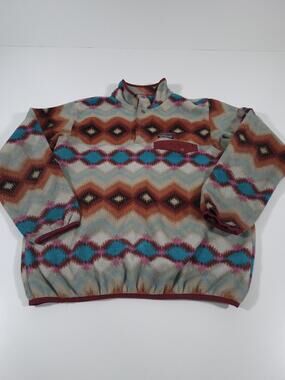 Patagonia Synchilla Snap-T Womens Large Multicolor Fleece Pullover Aztec FLAW